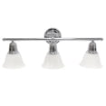 thumbnail image 1 of 26.5 in. Classic 3 Light Straight Metal Bar & Frosted Marble White Bell Shape Glass Shades Decorative Wall Mounted Vanity Fixture, Chrome, 1 of 1