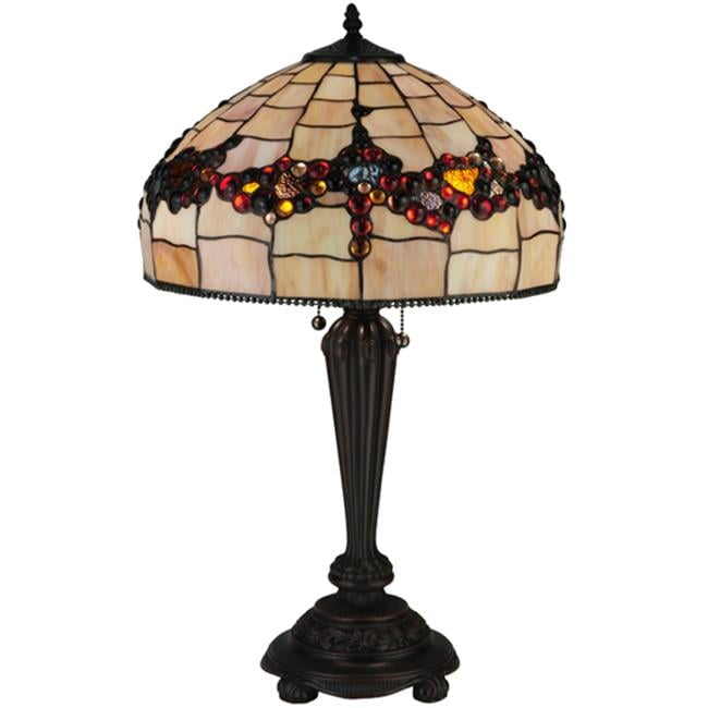 26.5" Mahogany Bronze Stained Glass Table Lamp