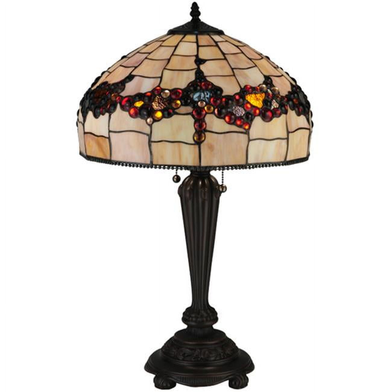 26.5" Mahogany Bronze Stained Glass Table Lamp