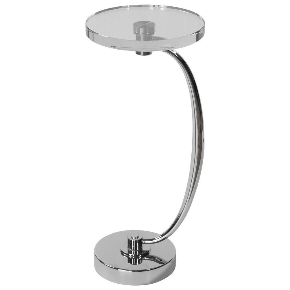 Round Silver Crystal Top Contemporary Drink Table