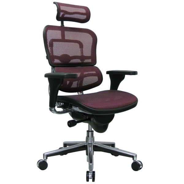 Plum Red Mesh Executive Swivel Chair with Adjustable Height
