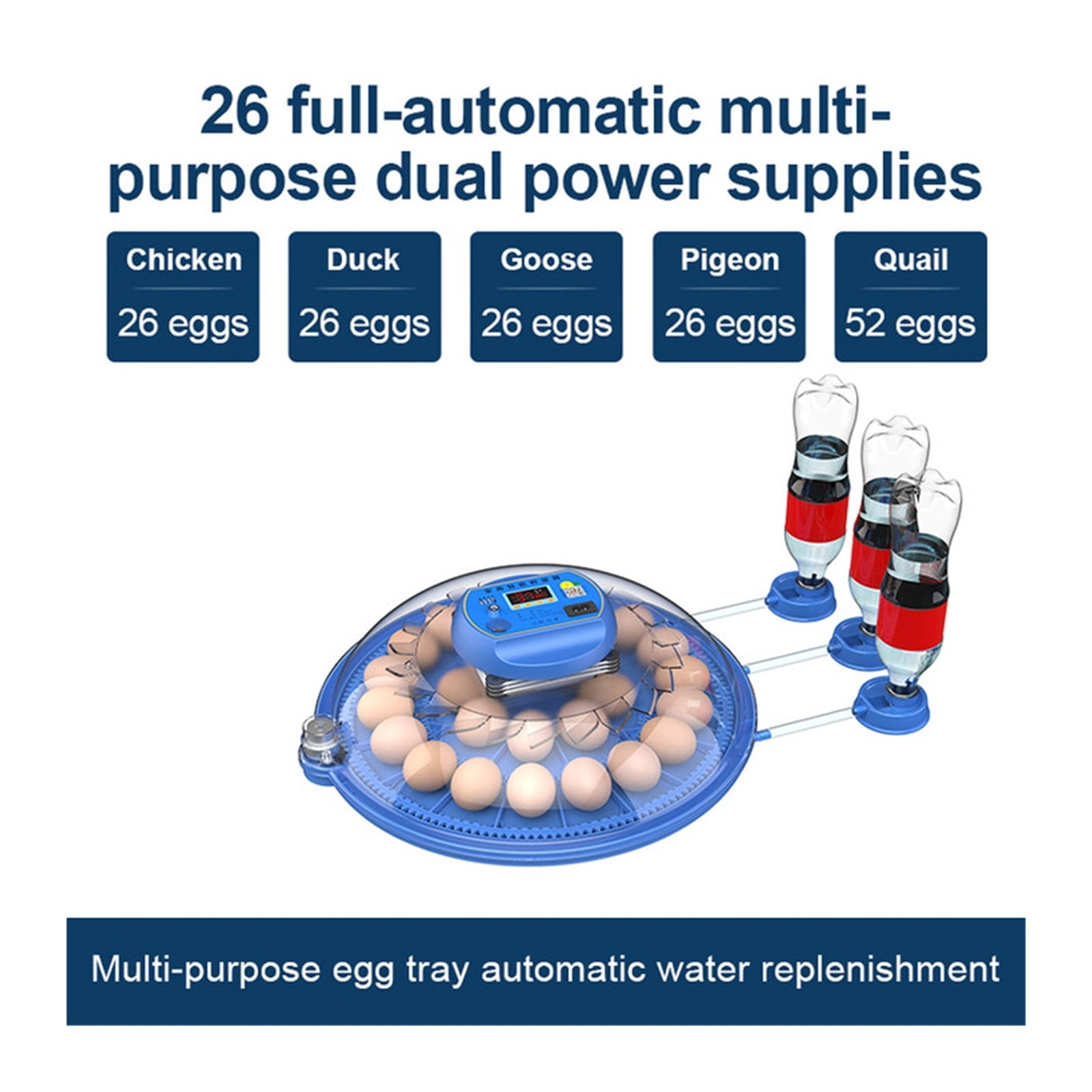 26-52Eggs Incubator FullyAutomatic Turning Hatching Brooder Farm Bird ...