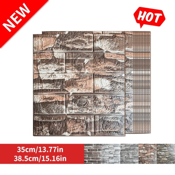 26/52Pcs 3D DIY Wallpaper Wall Stickers, Foam Soft Wood Grain Self-Adhesive Anti-Collision Wallpaper, Waterproof Protective Background, Easy to Clean and Freely Cut