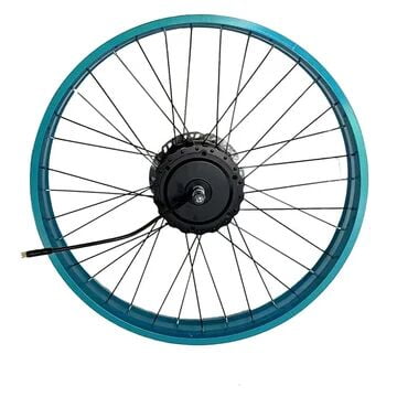26" 52V 750W Electric Bike Rear Hub Motor Wheel, Blue Aluminum Alloy Rim, Brushless E-Bike Conversion Kit