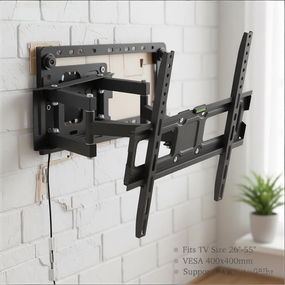 26-55In Full Motion TV Wall Mount Bracket with 180 ° Swivel&Tilt,Heavy Duty Articulating TV Stand for Flat Screen HDTV,88 lbs Capacity,Adjustable Extension 3-15" for Living Room Home Theater