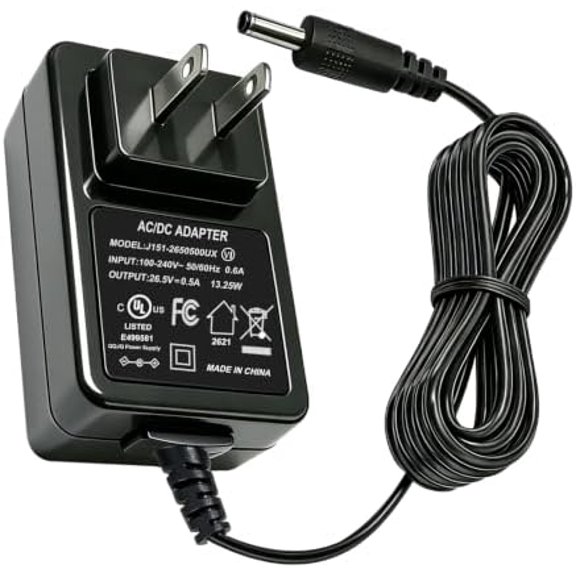 26.5V Replacement Power Adapter Charger for VICEASE A27 & Honiture Clean P7 Pro Cordless Vacuum Cleaner, 22.2V / 21.6V Liion Battery Stick Vacuum Power Supply Cord