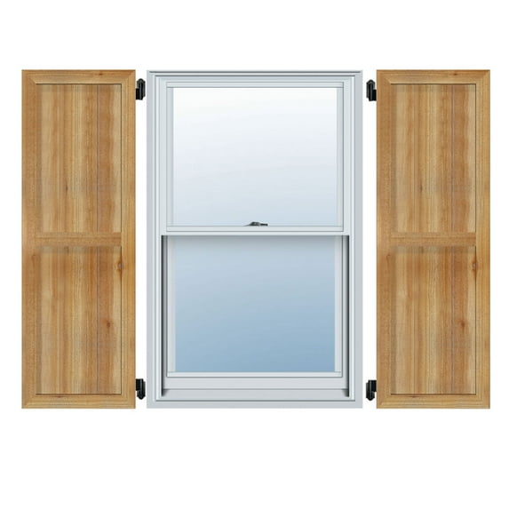 26 7/8"W X 26"H Timbercraft Five 5 3/8" Boards Framed Board-N-Batten Shutters, Rough Sawn Western Red Cedar (Per Pair)