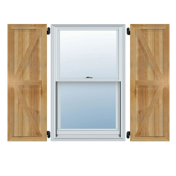 26 7/8"W X 60"H Timbercraft Five 5 3/8" Boards Framed Board-N-Batten Shutters W/Z-Bar, Rough Sawn Western Red Cedar (Per Pair)