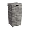 26.7 Gallon Outdoor Wicker Trash Bin Rattan Patio Waste Basket with Lid