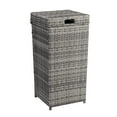26.7 Gallon Outdoor Wicker Trash Bin Rattan Patio Waste Basket with Lid