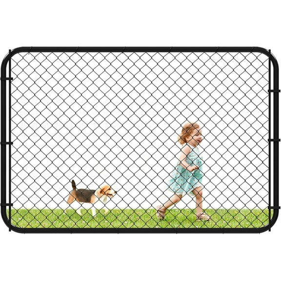 26"-72" W x 4' H Fence Gate Kit Chain Link Outdoor Metal Garden Gate,Adjust-A-Gate backyard gate Chain Link Fence Panels Wood Metal fencing Gate Walk-Through Gate Kit Anti-Rust for Yard Black
