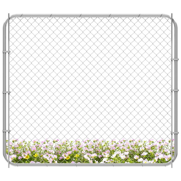 26"-72" W x 5' H Fence Gate Kit, Adjustable Width, Chain Link, Grey Steel, Ideal for Dogs & Cats