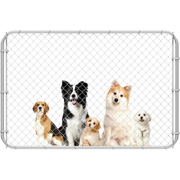 26-72" Wx48 H Chain Link Fence Gate, Anti-Rust Galvanized Garden Fence with Gate, Adjustable Outdoor Fence Gate Kit for 2.2–6ft Openings with Round Corner Frame for Yard, Patio & Entry