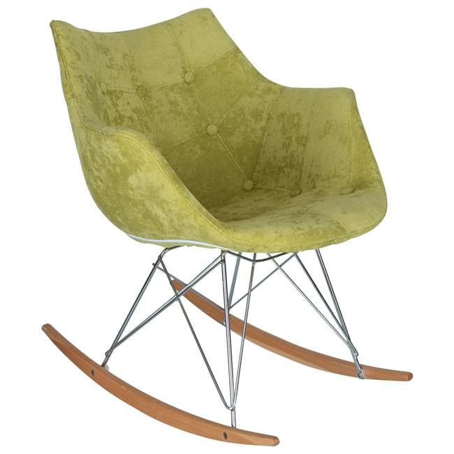 Lemon Green Velvet Eiffel Base Rocking Chair