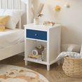 thumbnail image 1 of 26.77"H Wooden Nightstand with One Drawer One Shelf for Kids, Adults, Navy+Golden handle, 1 of 15