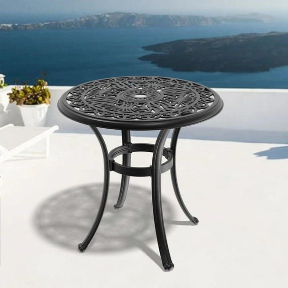 26.77-inch Outdoor Dining Table for Patio | Creates Delightful Outdoor Dining Atmosphere | 100% Aluminum with Rust and Weather Resistance | Noise-Reducing Nylon Anti-Slip Foot Pads