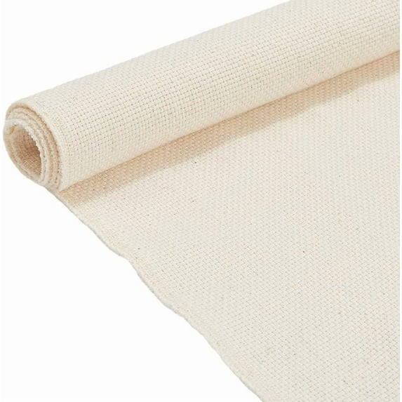 26.7x20In White Punch Needle Fabric Linen Embroidery Sewing Hooking Overlocking Cloth Pre-Cut Tufting Rug-Punch Handwork for Needlework DIY Making Art Crafting Decoration Supplies 1pc
