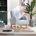 thumbnail image 1 of 26.8"W Modern Rocking Chair for Nursery, Mid Century Accent Rocker Armchair With Side Pocket, Upholstered High Back Wooden Rocking Armchair Chair for Living Room Baby Kids Room Bedroom, Blue, 1 of 7