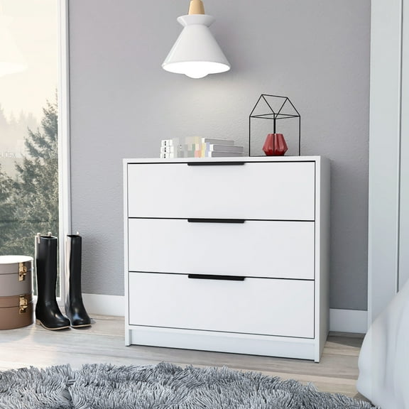 26.93 In. Height 3 Drawers Dresser, Decoration Spacious Modern Top 27"h White Design