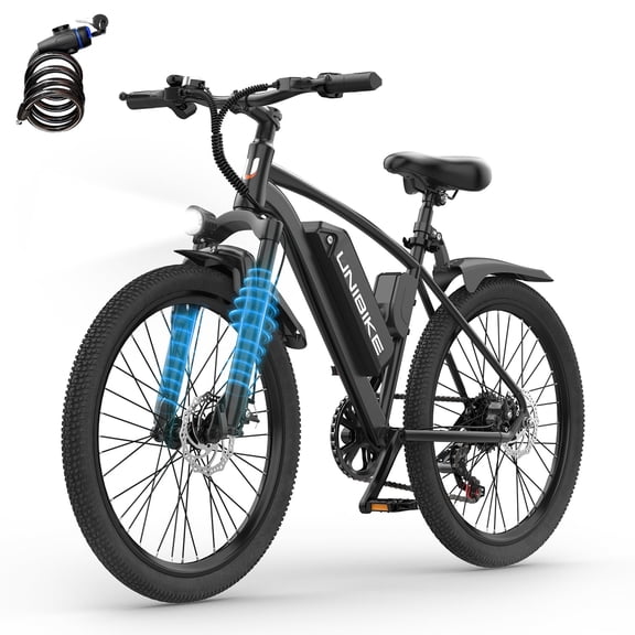 26" Adult Electric Bicycle E-Bike, 748W Motor up to 60 Mile Range, 22MPH Max Speed, 36V 10Ah Removable Battery, 7-Speed, Disc Brakes & NFC Unlock, Mountain E-Bike for Commuting