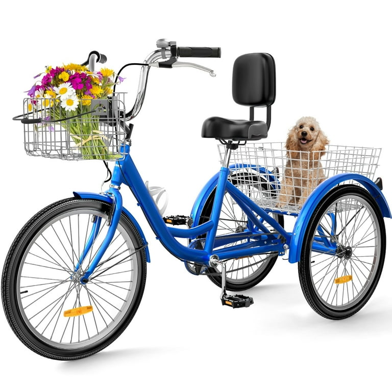 IMISATOS 026PXJ 26 Adult Tricycle 3 Wheel Bikes 1 Speed Trike Bike 26 Blue