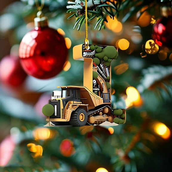 26 Alphabet Building Vehicle Ornaments for Christmas Tree,26 letters christmas tree pendant,Initial Letter Building Vehicle Pendant,Hanging Decorations for Christmas Tree Party Gifts DIY Decor