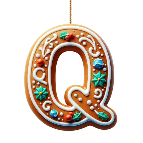 26 Letters Christmas Tree Decoration, Gingerbread Alphabet Candy Initial Ornaments