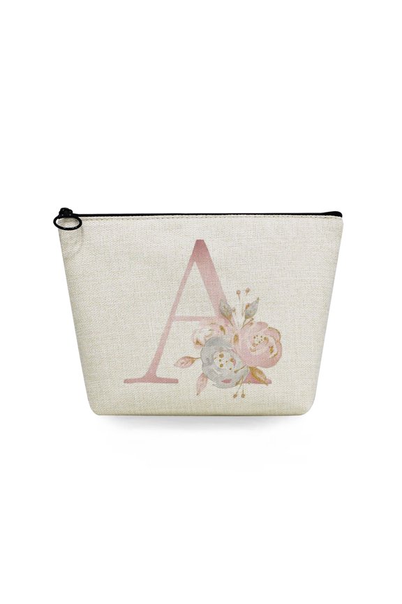 26 Alphabet Flowers Print Cosmetic Bags Bridal Party Make Up Bag Bride Bridesmaid Proposal Gift Pouch Necessaries Lady Candy Bag