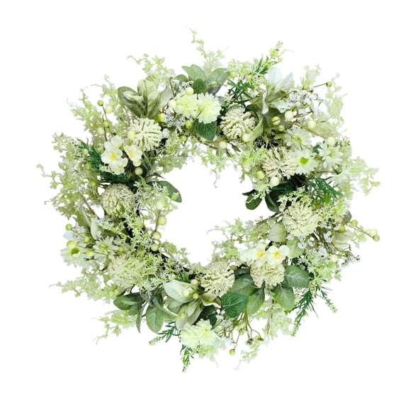26" Artificial Echinops Chrysanthethemum & Daisy Floral Spring Wreath