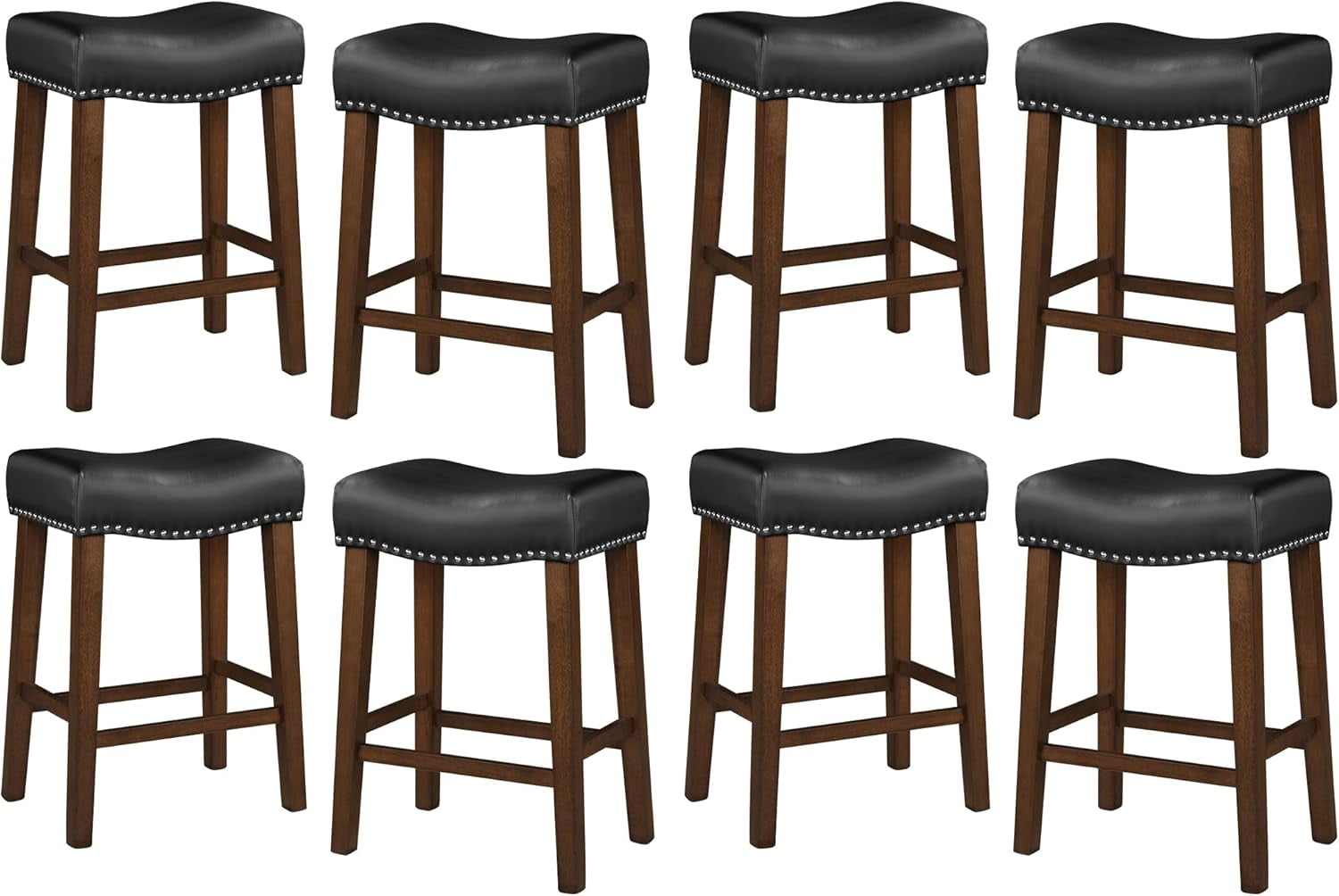 26" Backless Bar Stools Set of 2 - Counter Height Barstools with Faux ...