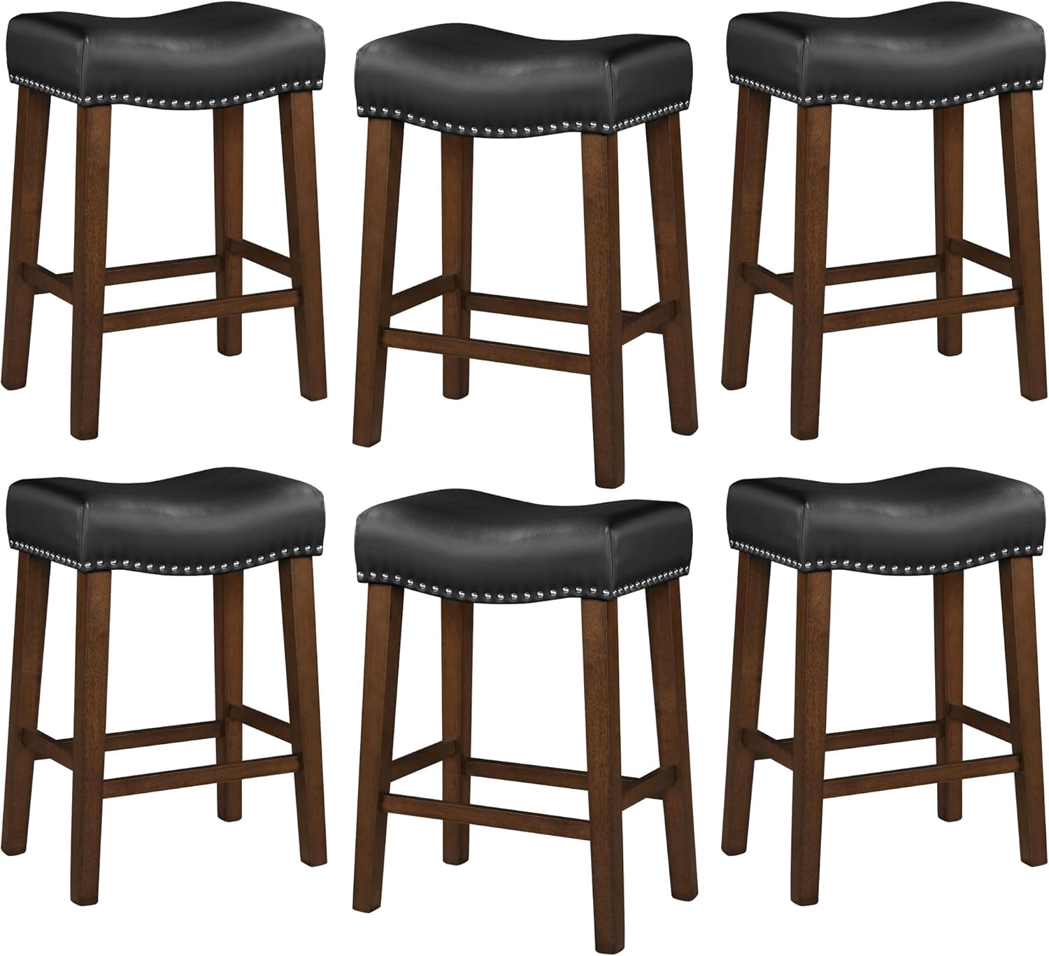 26" Backless Bar Stools Set of 2 - Counter Height Barstools with Faux ...