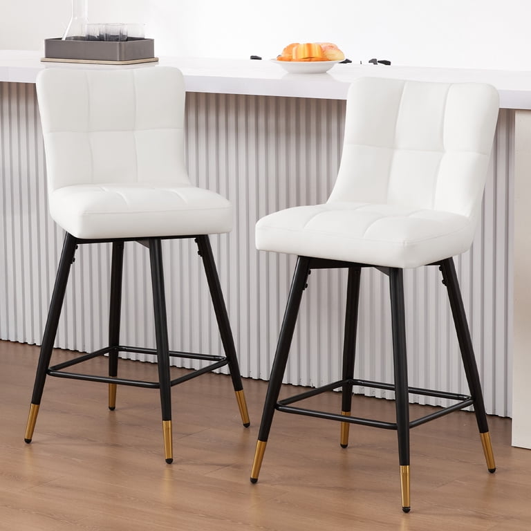 FDW Counter Height Swivel Bar Stools PU Leather Padded with