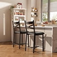 thumbnail image 1 of 26" Bar Stools Set of 2, Counter Height Bar Stools Metal Dining Chairs with Straight-line Back Back and Thick Cushion PU Leather Restaurant Dining Room Chairs with Waterproof Surface,Black, 1 of 7