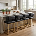 thumbnail image 1 of 26" Bar Stools Set of 4, Faux Leather Counter Height Bar Stools with Square Open Backrest and Metal Frame, Kitchen Counter Chair for Island, Home Bar, Pub, 1 of 10