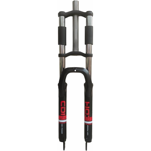 26" Bicycle Suspension Fork, Double Shoulder, Triple Tree, 1-1/8" Threadless, 28.6mm Straight Tube, Black, Disc Brake