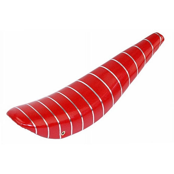26" Bike Banana Saddle Sparkle Red with Silver Stripe. Banana seat for 26" bikes. Bicycle part for lowrider, cruiser, bike part.