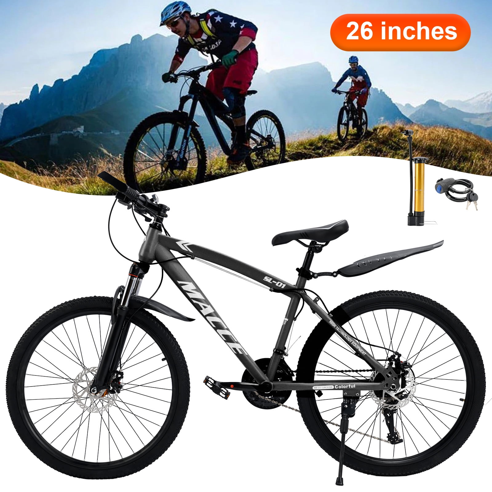 26" Black 27 speed double disc brake Suspension Fork mountain bike MTB for adult