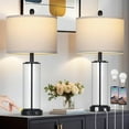 thumbnail image 1 of 26" Black Glass Table Lamps Set of 2, 3-Way Dimmable Touch Control Living Room Lamp with USB C+A Ports & AC Outlet, Modern Bedside Lamps, Elegant Bedroom Lamps for Nightstand Side End Table Desk, 1 of 14