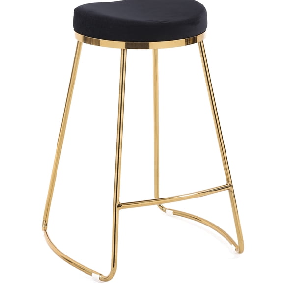 26" Black Velvet Mid-century Modern Seat Stool, Seats 1 Comfortably, 20.5in Depth, 17.63in Width, 26.05in Height Stool In Velvet, Black, , Comfy 1,