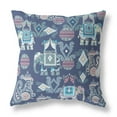 thumbnail image 1 of 26" Blue Gray Tribal Indoor Outdoor Zip Throw Pillow, 1 of 4