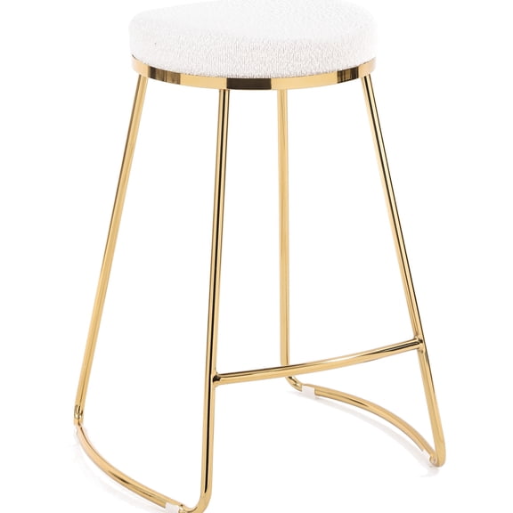 26" Boucle Stool with Mid-Century Design Elements / Comfortable Single Seating, Tough Build