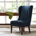 thumbnail image 1 of 26" Captains Dining Chair With High Wing Back, Removalble Cushion, Nailhead Accent And Solid Wood Legs, Single Accent Chair For Living Room, Bedroom, Office, Balcony, Dark Blue, 1 of 6