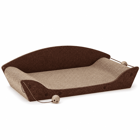26'' Cardboard Cat Scratcher Bed - Large Couch For Indoor Cats D Lounger With Bells