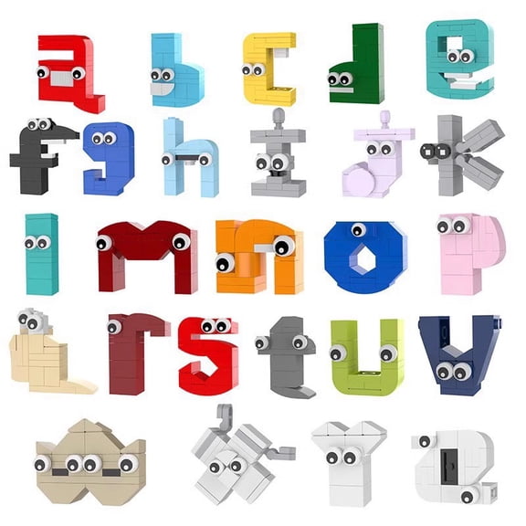 26 Cartoon Lowercase Letter Character Assembly Model, DIY Building Kit