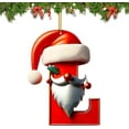 thumbnail image 1 of 26 Christmas Santa Claus Letters Hanging Decor Ornament A to Z Initial Letter Pendant, 2D Acrylic Flat Red Hats Christmas Santa Decor with Red Berry and Holly Leaf, DIY Craft Xmas Alphabet Ornament L, 1 of 6