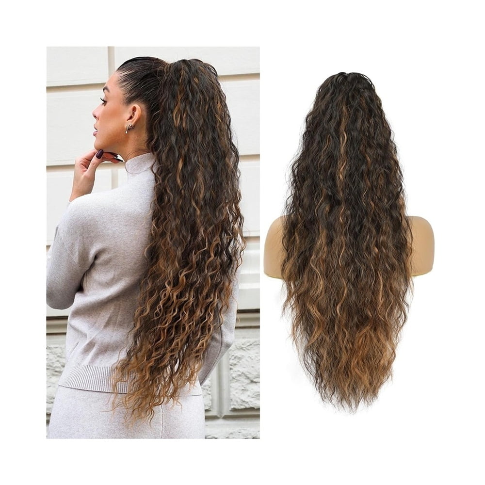 26" Claw Clip Ponytail Hairpieces for Women Synthetic Long Wavy Curly Pony Tails Hair Extensions