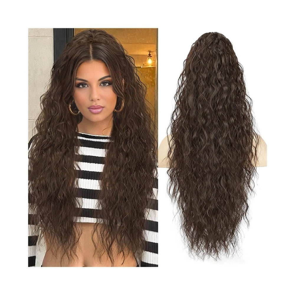 26" Claw Clip Ponytail Hairpieces for Women Synthetic Long Wavy Curly Pony Tails Hair Extensions