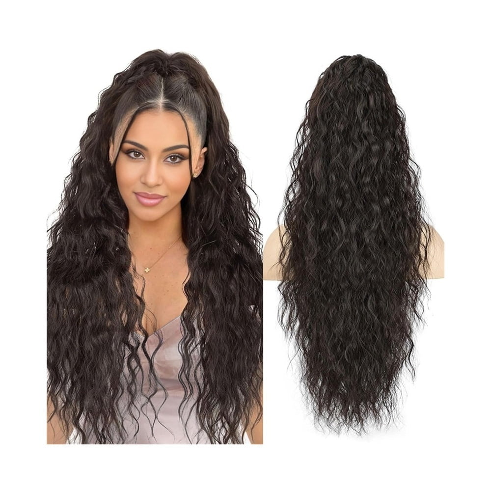 26" Claw Clip Ponytail Hairpieces for Women Synthetic Long Wavy Curly Pony Tails Hair Extensions