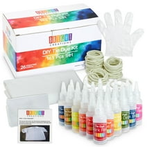 26-Color Tie Dye Kit for Adults, Kids - Fabric Dyes for Clothing with Instructions, Table Cover, Rubber Bands, Gloves, and Aprons