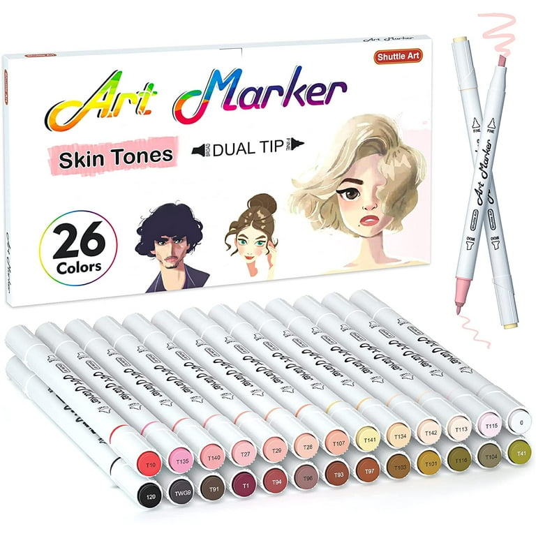 Shuttle Art Dual Tip Brush Pens Art Markers, 96 Colors Fine and Brush Dual Tip Markers Set with Pen Holder & 1 Coloring Book for Kids Adult Artist